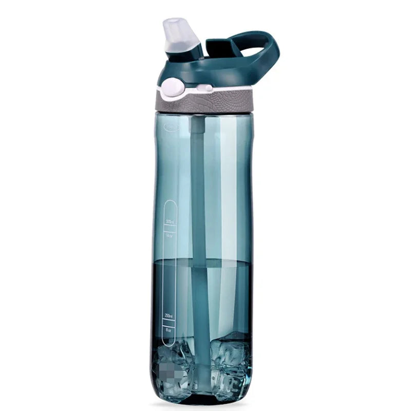 750ml Portable Sports Water Bottle With Straw For Camping Hiking Outdoor Plastic Transparent BPA Free Bottle For Men Drinkware