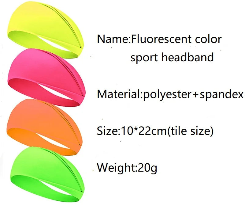 Fluorescent Sport Headband Yoga Sweat-absorhing Hairband Wide Elastic Headband