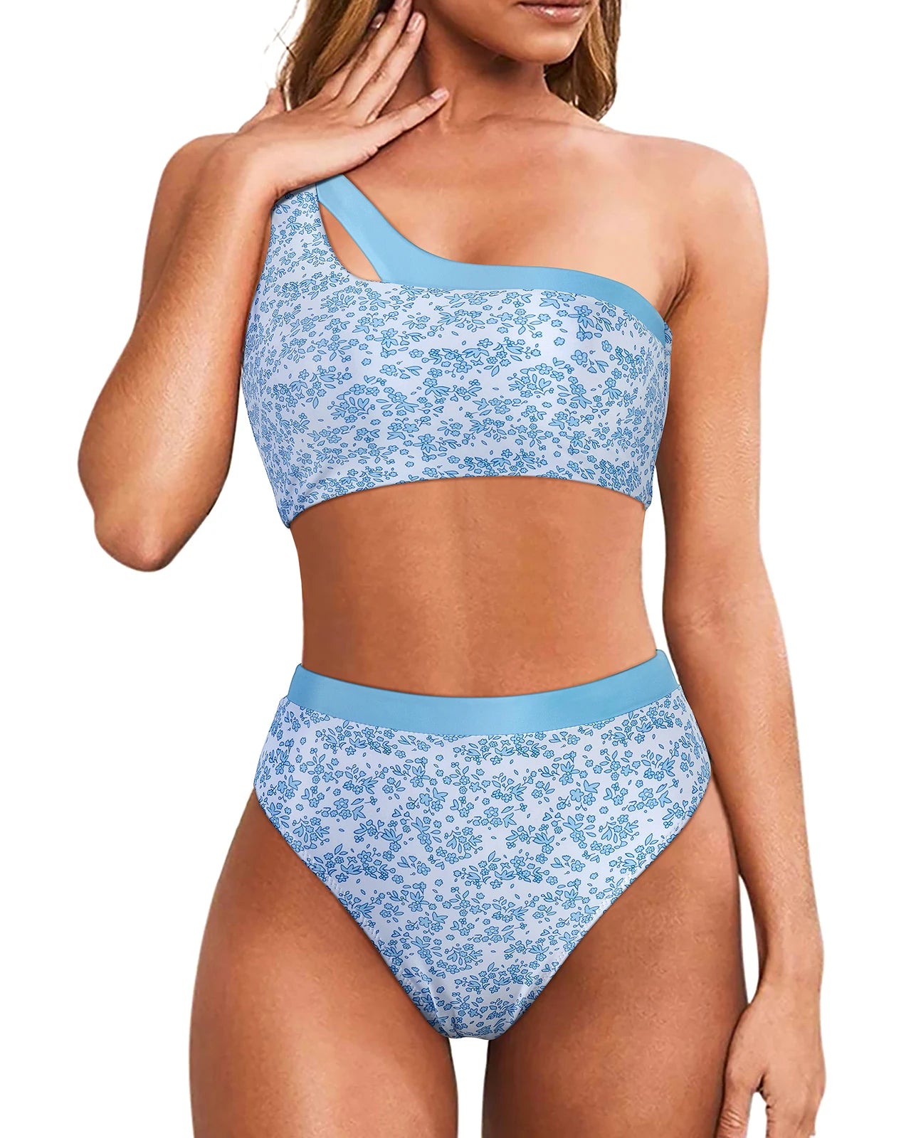 Women  2 Piece Bikini Sets Solid Color Padded High Waisted Bikini  Summer Beachwear Swimming Bathing Suits Bikini Set Femme