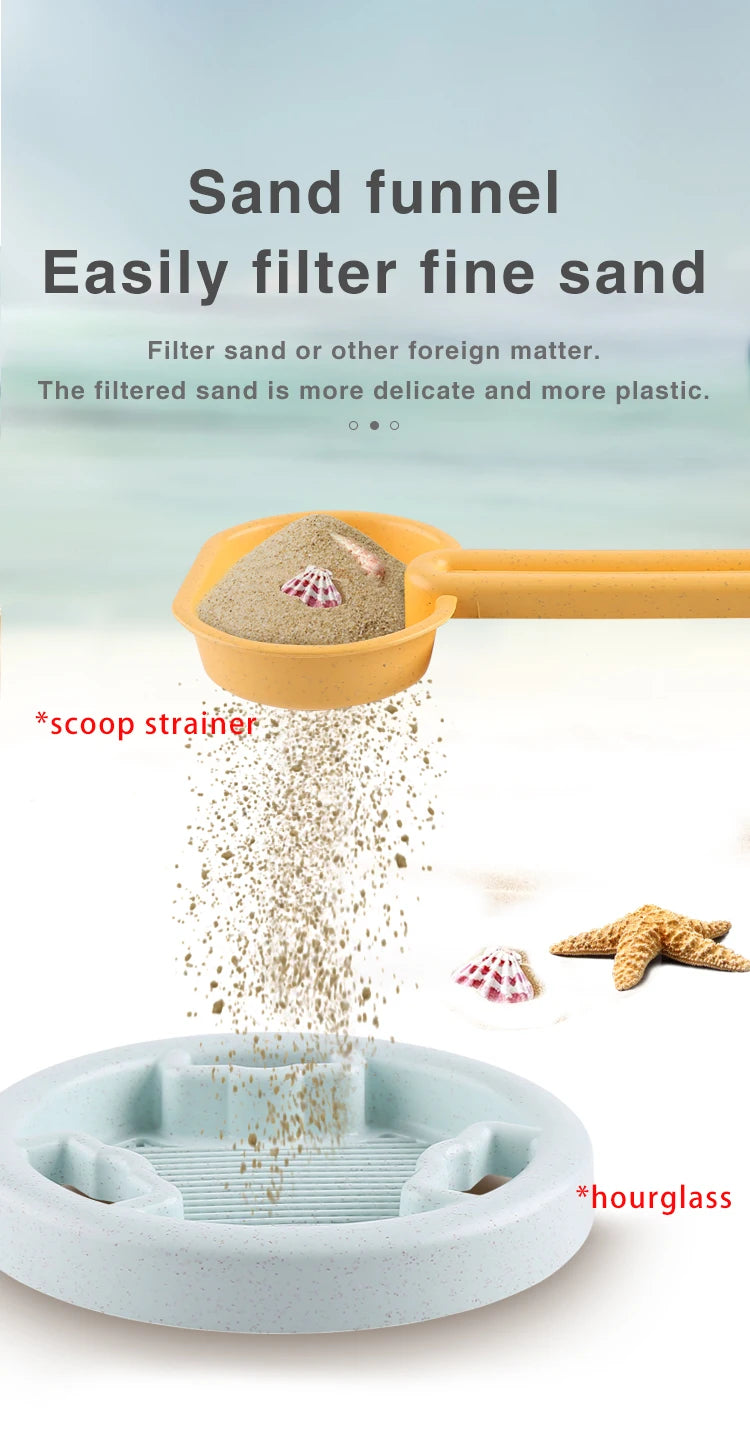 9 Piece Beach Sand Toys, Durable Sand Bucket with Shovel Tool, Thickened Material, Sand Castle Outdoor Play Set Birthday Present