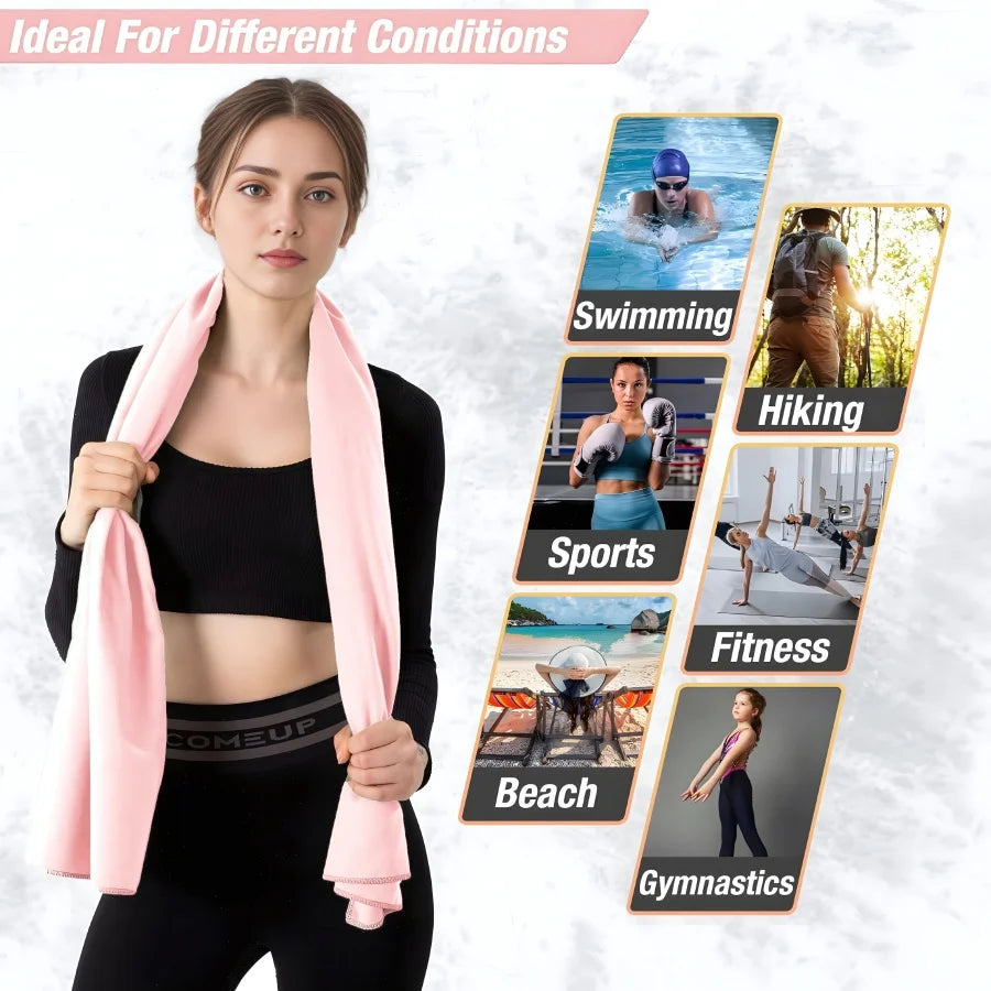 1PC Baby Pink Microfiber Towel Perfect Travel Gym Camping Towel Quick Dry Super Absorbent  Ultra Compact Lightweight Beach Towel