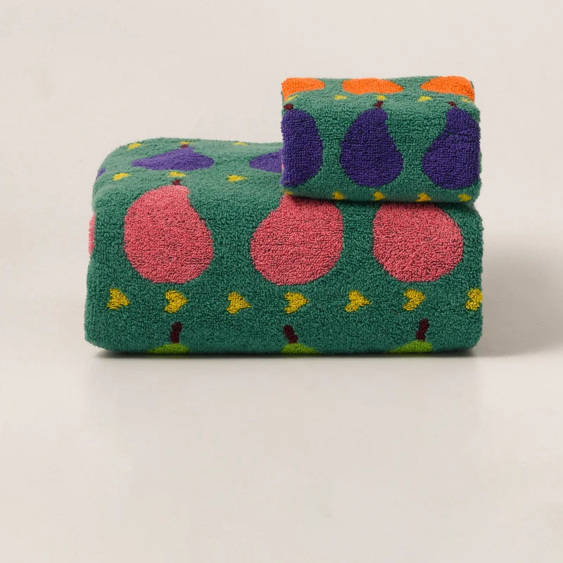 Cute Graffiti  Pears Patter Cotton Soft Face Towel for Kids Absorbent Bath Towel Comfortable Cotton Household Towel Beach Towels