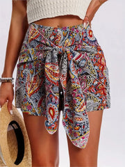 Vacation Style Woman Shorts 2025 Summer Trendy Latest Casual Vintage Boho Tribal Floral Printed High Waist Wide Leg Ladies Pants