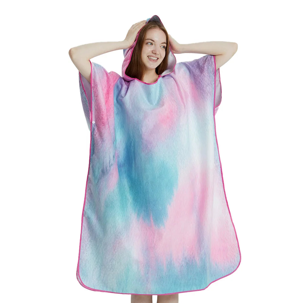 Surf Poncho Towel Poncho Quick-Dry Towel Hoodie Microfiber Beach Robe Changing Poncho Swim Towel Beach Poncho For Adults (A4)