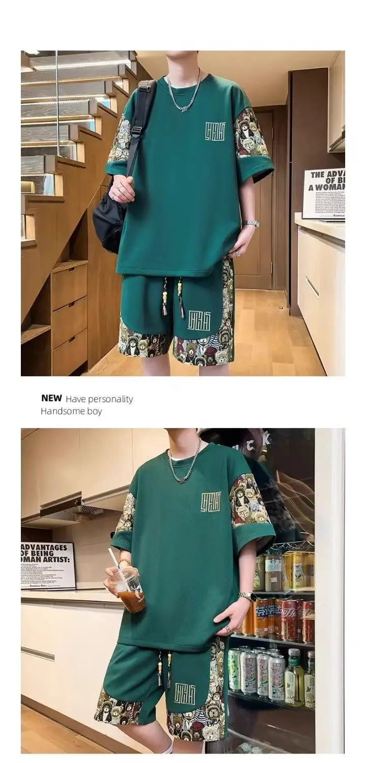 T-shirts + shorts 2026 summer fashion Sportswear shirts Men's Casual Sets Male Fashion shirts and shorts full size M-5XL