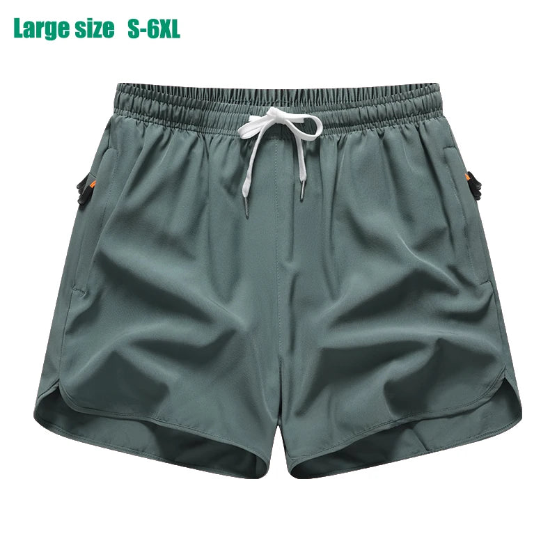3/4 Sport Shorts Summer Men Casual Solid Ice Silk Light Sweat Absorb Quick Dry Running Fitness Outdoor Loose