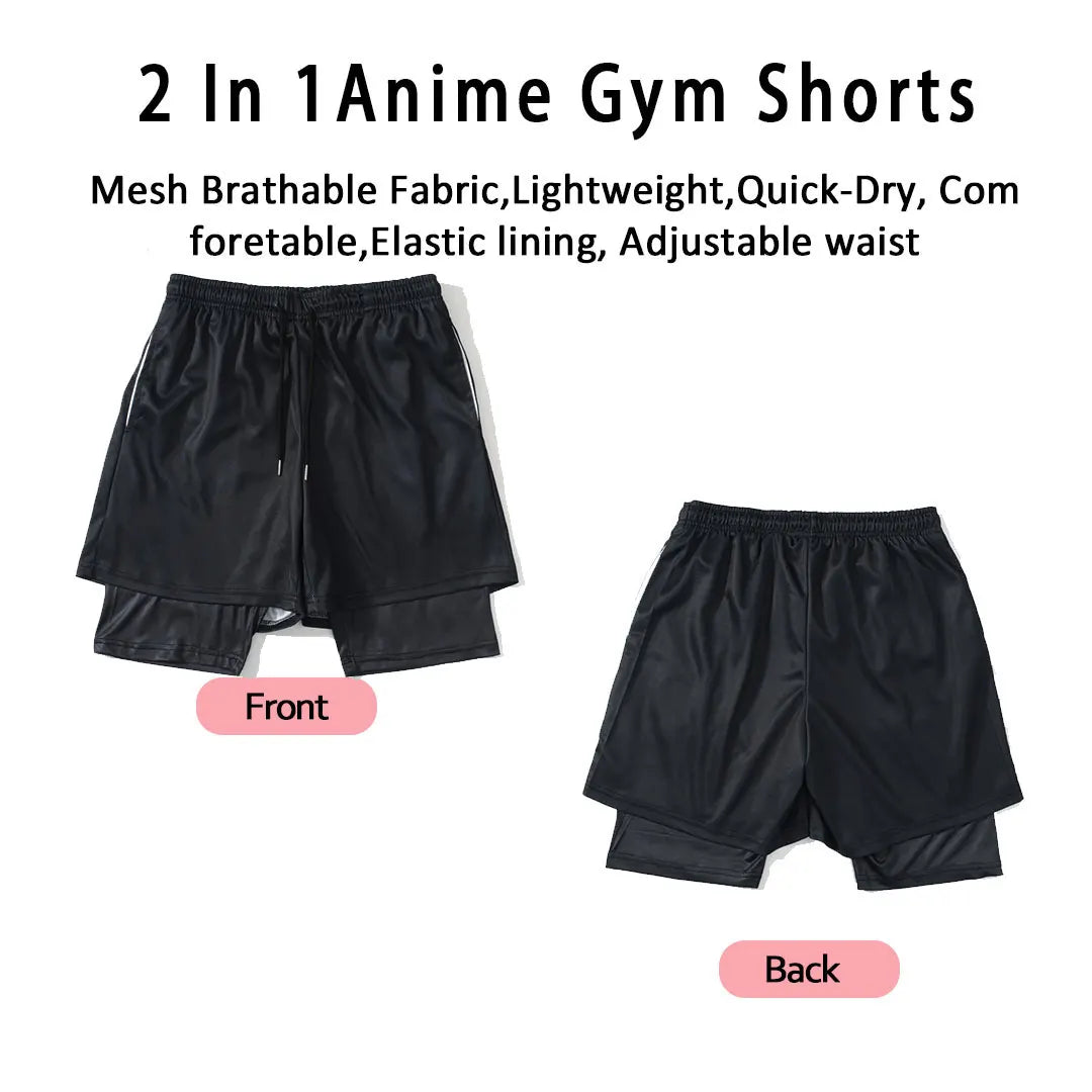 Anime Jujutsu Kaisen Compression Set Fitness Suit for Men Quick Dry 3D Compression Shirt+Gym Shorts Running Workout Sportswear