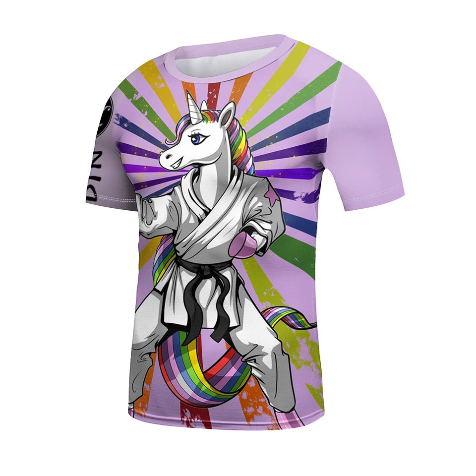 Kid's Jiu Jitsu MMA T-shirt +Pants Set Grappling Rashguard For Kid Bjj Boxing Jerseys Gi Rash Guard MMA Shorts Boxeo Sportsuits