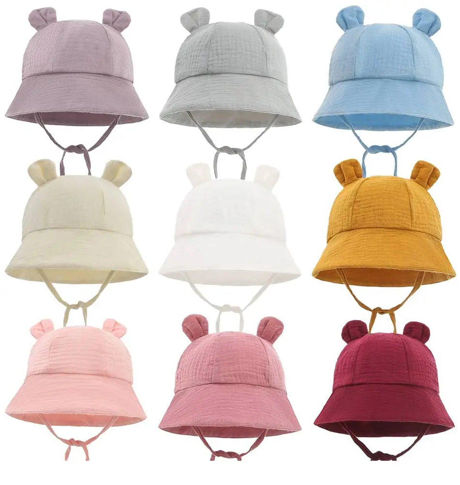 Newborn Boys Girls Bucket Hat Summer Kids Toddler Panama Cap 0 to 12 Months Soft Cotton Baby Sun Hat With Ears Cute Bunny