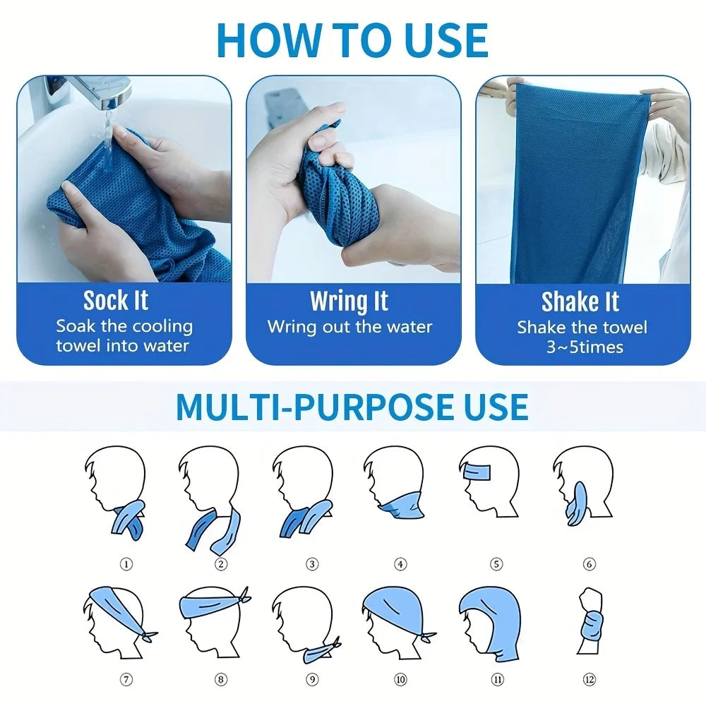 30×80cm Portable Bottle Mounted Quick Dry Towel Gym Sports Sweat Absorbent Cold Sensation Fast Ice Towel Swimming Beach Towels