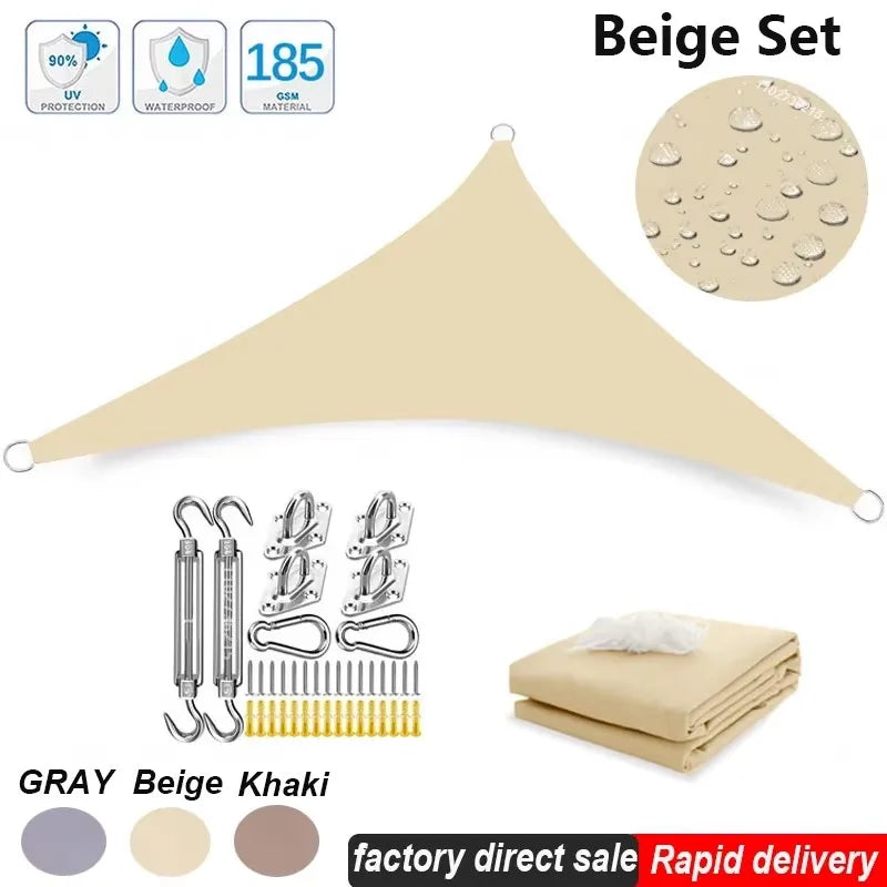 Multi-size Triangle Sun Shade Sail Waterproof Outdoor Garden Patio Party Sunscreen Awing Sun Canopy For Beach Camping Pool