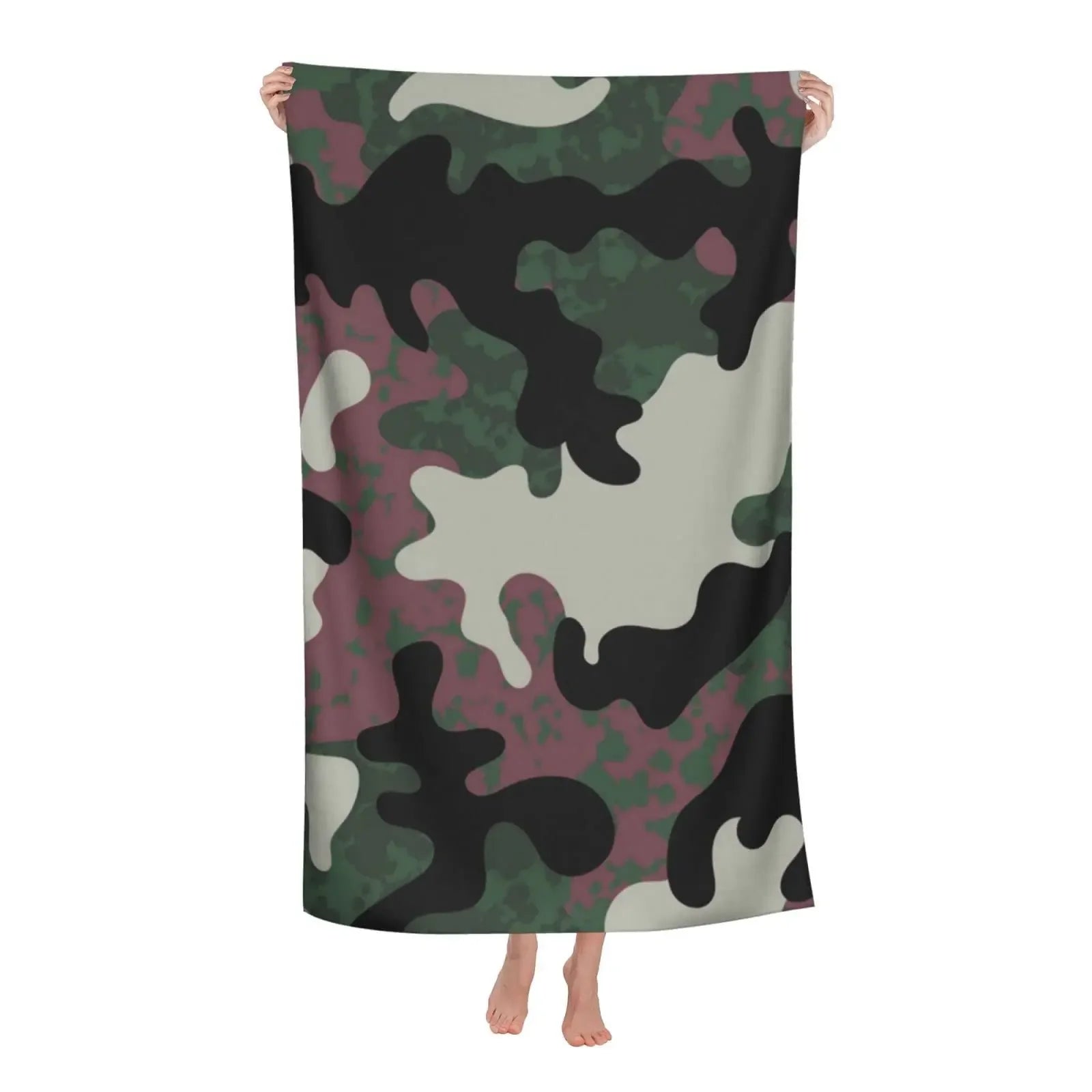 Camouflage Pattern Beach Towel Microfiber Soft Quick Dry Sand Free Towel Absorbent Large Bath Towel,Oversized Yoga Girls Boys