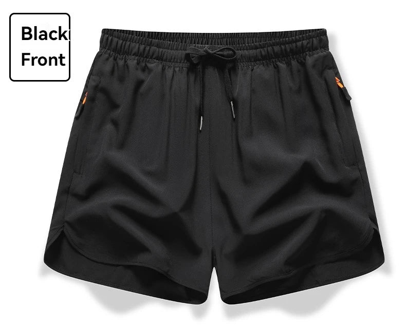 3/4 Sport Shorts Summer Men Casual Solid Ice Silk Light Sweat Absorb Quick Dry Running Fitness Outdoor Loose