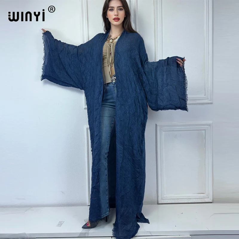 WINYI  high quality comfortable Women Soft Cardigan Loose Dress Party Boho Maxi beach Holiday Swimming Cover ups Africa Kimono