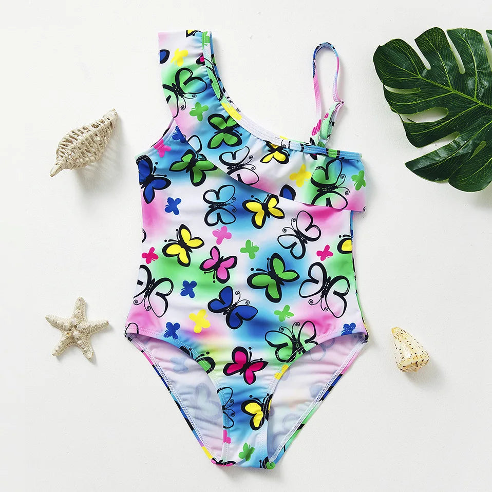 Girls Swimsuit One-Piece Mermaid Fish Scale Unicorn Children's Swimwear Girls Beachwear 2 3 4 5 6 7 8 Years
