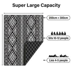 Waterproof Picnic Blanket 200x300CM Large Beach Blanket Outdoor Picnic Mat Beach Mat with Carrying Handle for Camping Beach