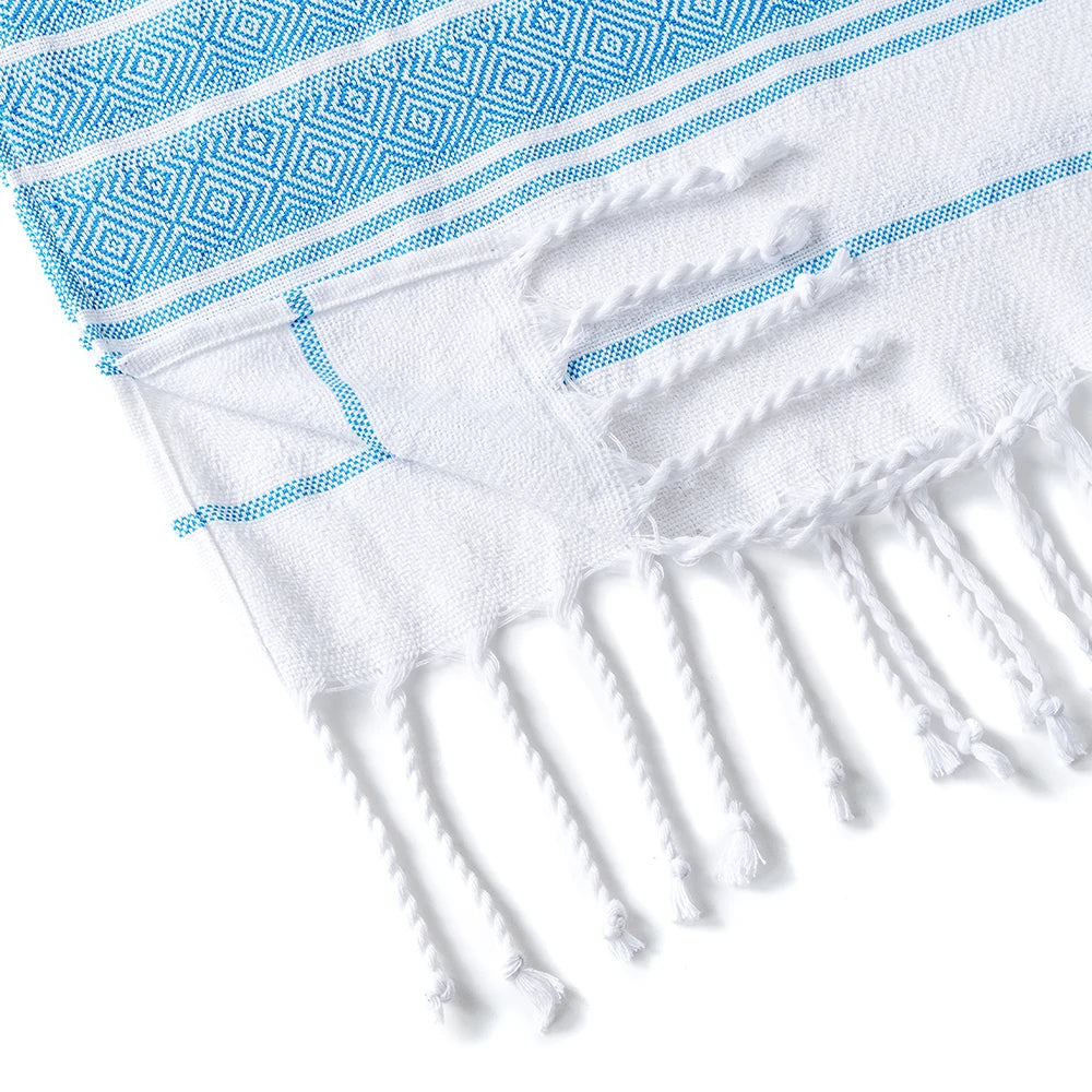 Wearable Turkish diamond plaid beach towel sandproof and quick-drying 100% cotton surf poncho bathrobe hooded wetsuit change of