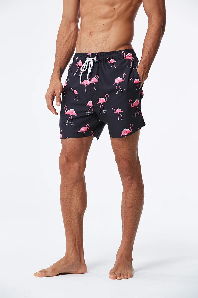 DATIFER Summer Men Beach Print Shorts Surfing Swimwear Fitness Workout Trunks Male Sportswear With Pockets Pants
