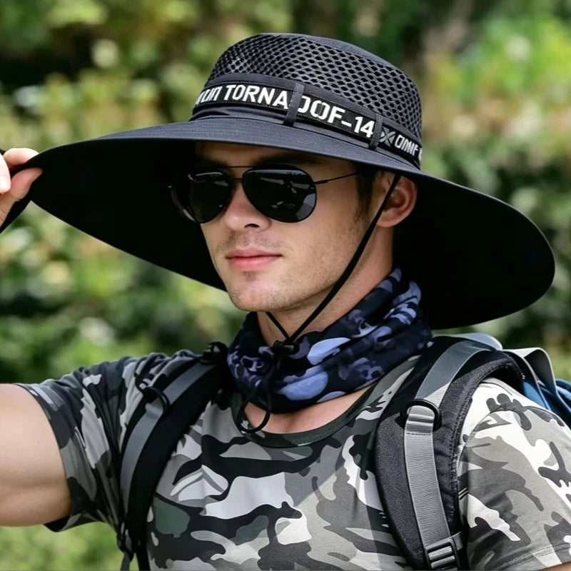 Summer Large Sun Hat Men Women Breathable Fishing Caps Sun UV Protection Mesh Fisherman Hat Hiking Outdoor Beach Cap
