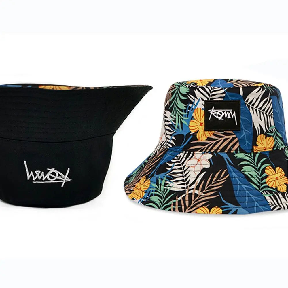 Men Women Summer Basin Cap Hip Hop Hat Double-sided Bucket Hat Graffiti Fishing Fisherman Hat Pattern Packable Sun Protection