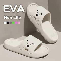 Fashion Women's Slippers Indoor Soft Sole Cartoon Bear Slides Bathroom EVA Outdoor Men Summer Beach Flip Flops Shoes Couple