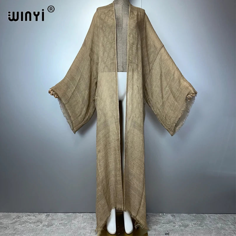 WINYI  high quality comfortable Women Soft Cardigan Loose Dress Party Boho Maxi beach Holiday Swimming Cover ups Africa Kimono