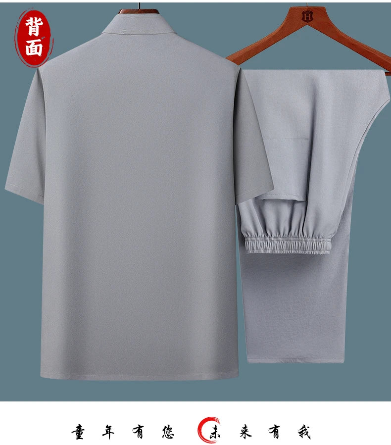 Men's sets (Shirt + trousers) 2026 summer new style men fashion shirt short sleeve shirt High quality shirts male Two Piece
