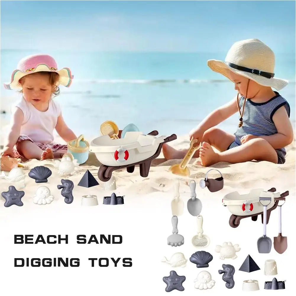 Kids Beach Toy Set: Sand & Water Play Kit with Bucket Hourglass Shovel & Rake Outdoor Summer Garden Toys for Toddlers