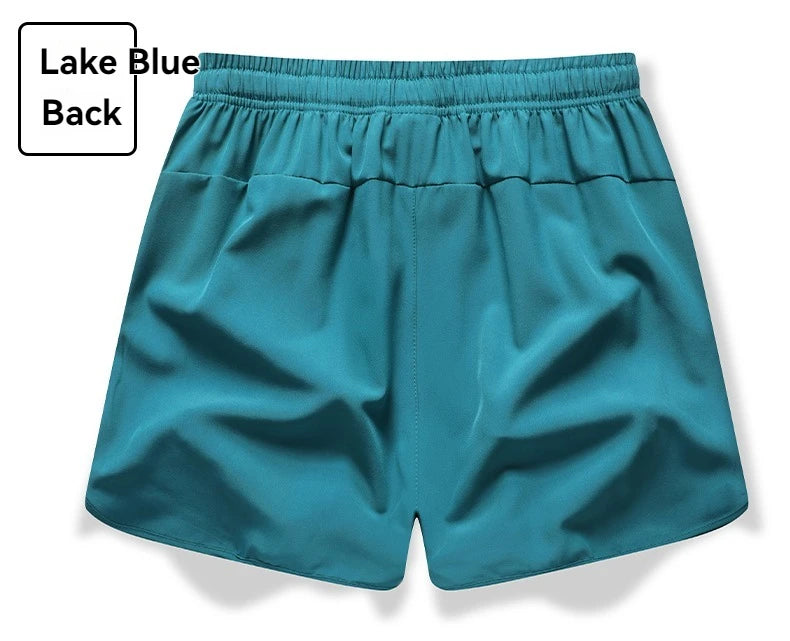 3/4 Sport Shorts Summer Men Casual Solid Ice Silk Light Sweat Absorb Quick Dry Running Fitness Outdoor Loose