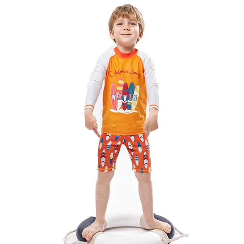 2025 Boys Swim Wear Two Pieces Set 3 to 4 5 6 7 8 9 10 11 12 Years Toddler Shark Print Infantil Long Sleeve Kids Swimming Suits