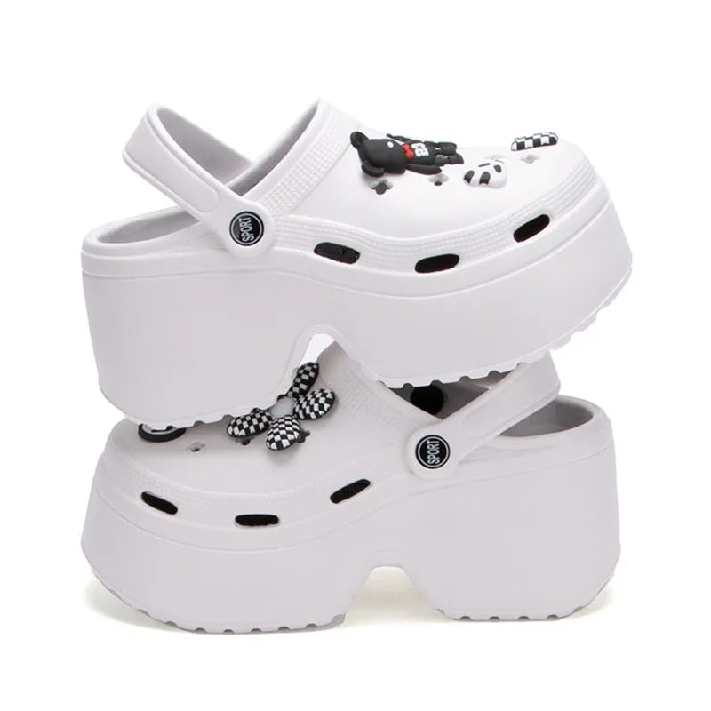 Women Chunky Platform Sandals 2024 Summer Soft Thick Sole Diy Clogs Garden Shoes Woman Closed Toe Non-Slip Beach Slides Sandals