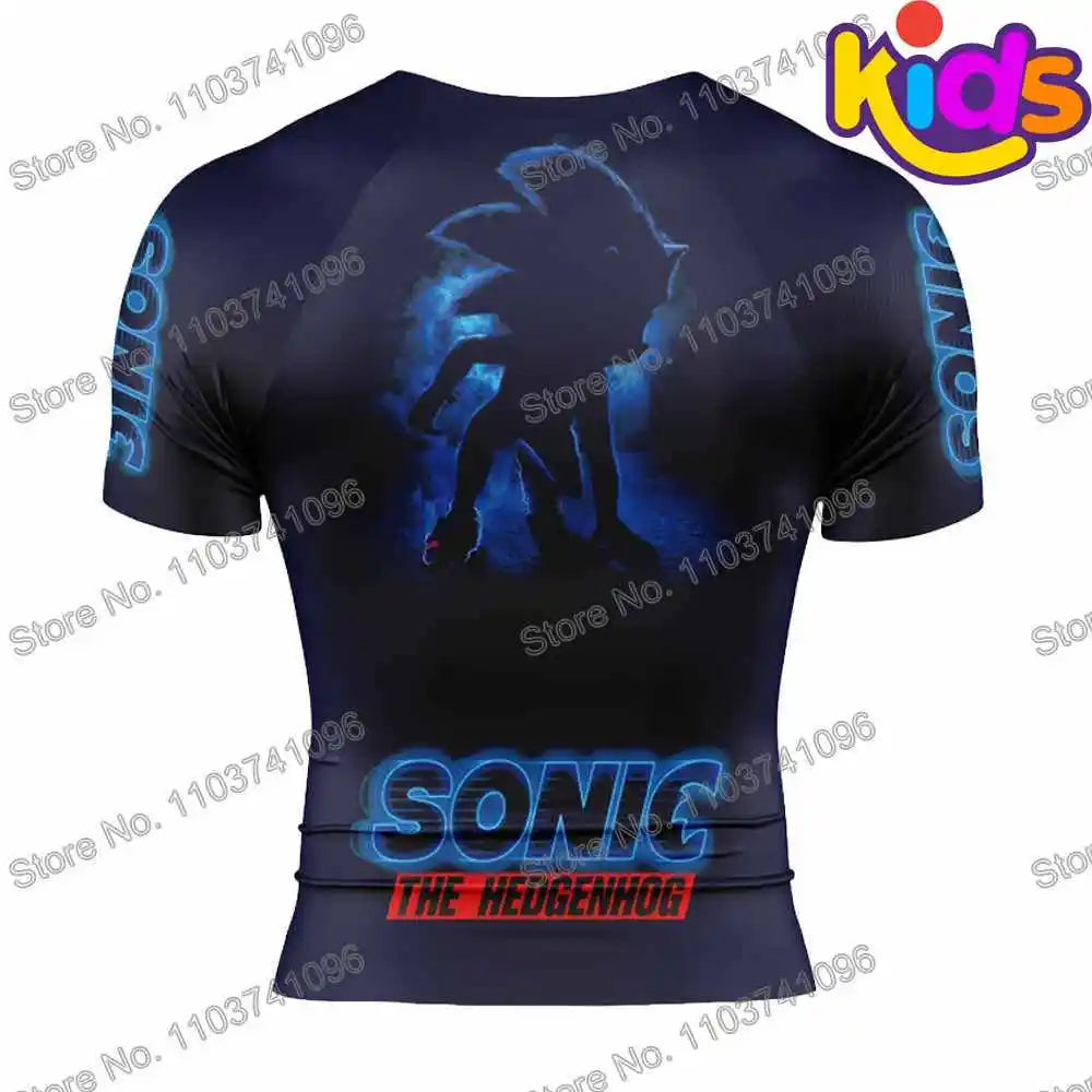 Kids Blue Surf Clothing BJJ MMA Boys Rash Guard Short Sleeve Diving T-Shirt Tight Swimwear Summer Beach Floatsuit Girls Tops