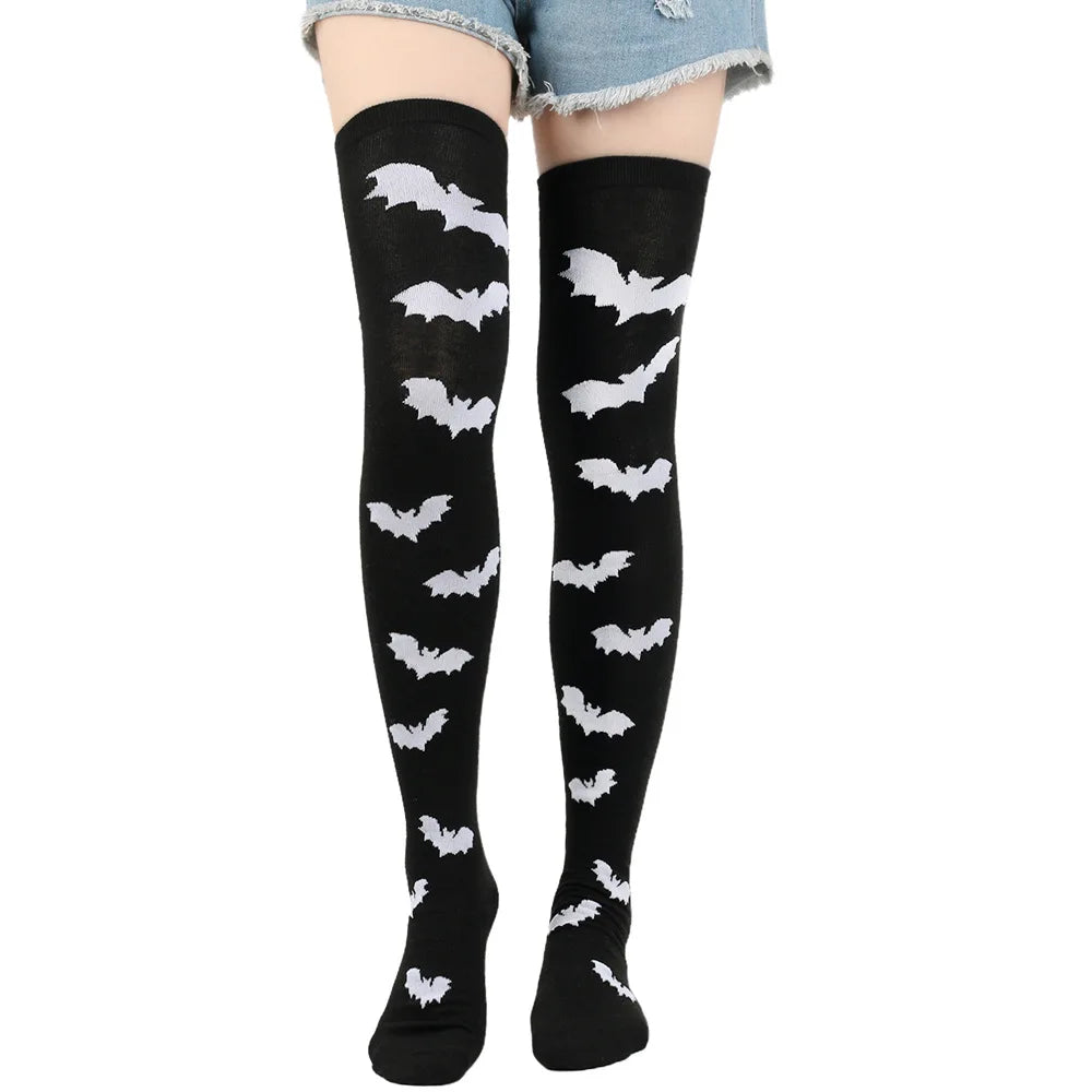 Halloween Stockings Blood Bat Spider Web Socks Festival Dress Up Props Cosplay Makeup Ball Party Skull Head Bone Long Socks New