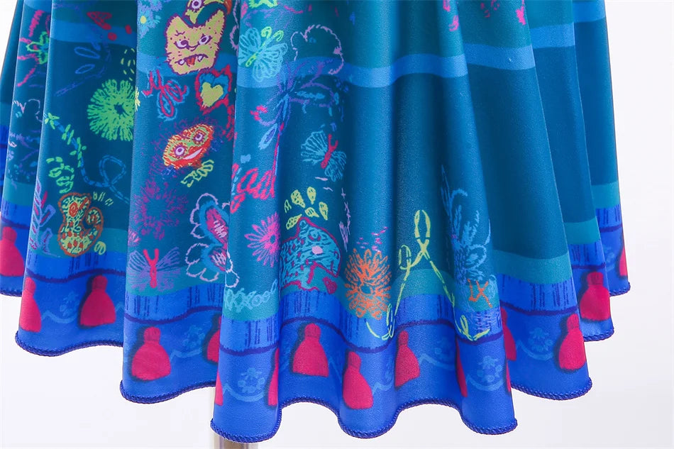 Encanto Cosplay Mirabel Isabela 2Pcs Tops Skirt Set Girls Dolores Luisa Pepa Bikini Swimwear Children Print Beachwear Costumes
