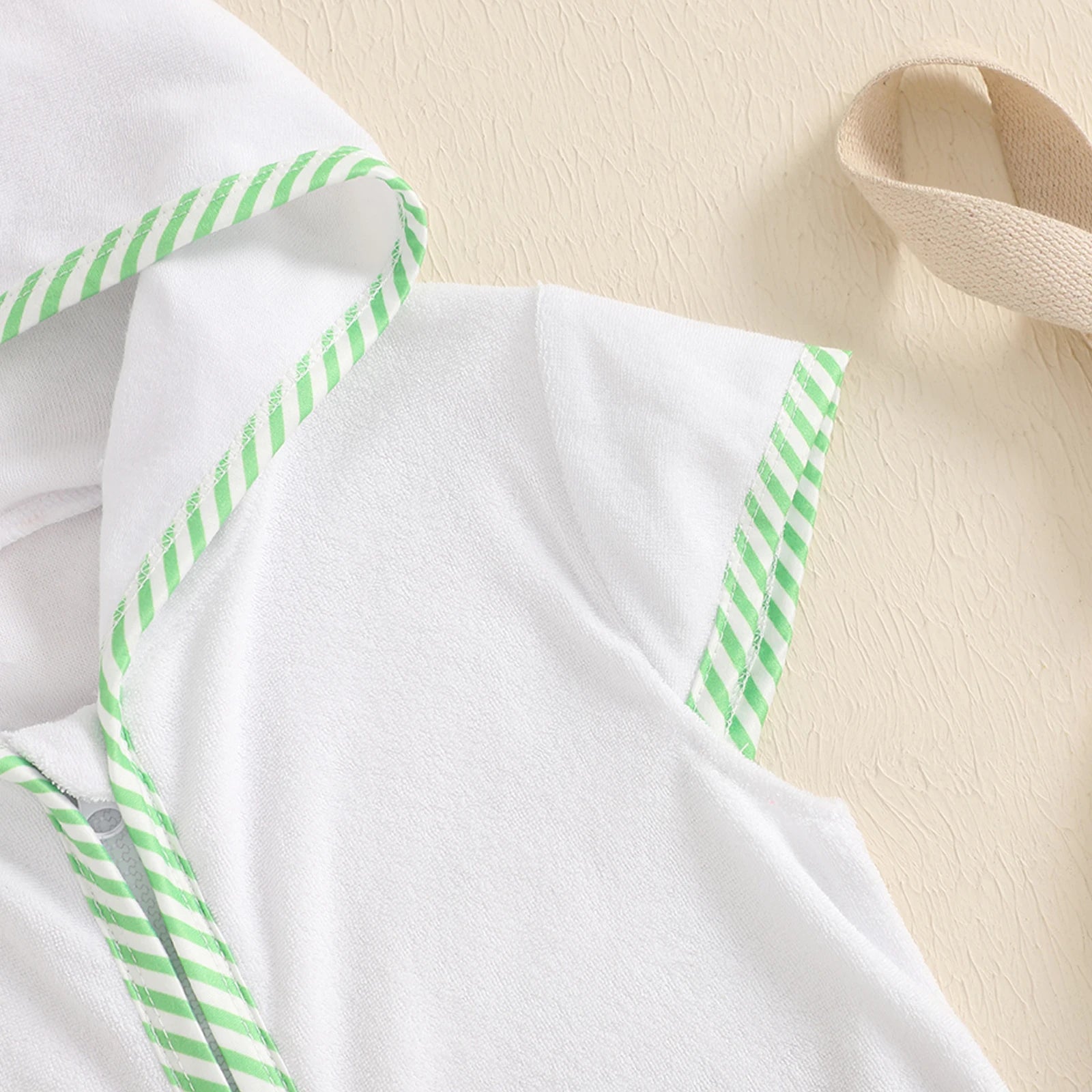 Toddler Girl Hooded Beach Coverup Summer Infant Stripe Print Zipper Bathrobe Children Short Sleeve Summer Swimwear Cover-up