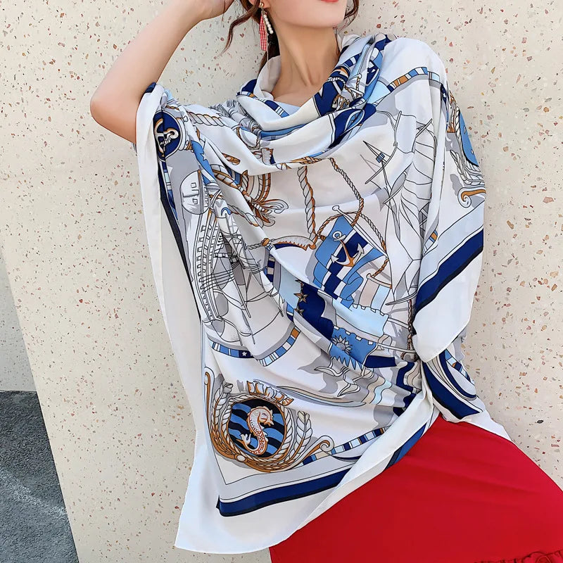 140x180cm Celebrity With The Same Cover-Ups Women Large Beach Dress Bikini Bathing Swimwear Sunburn Protection Sarong Wrap Scarf