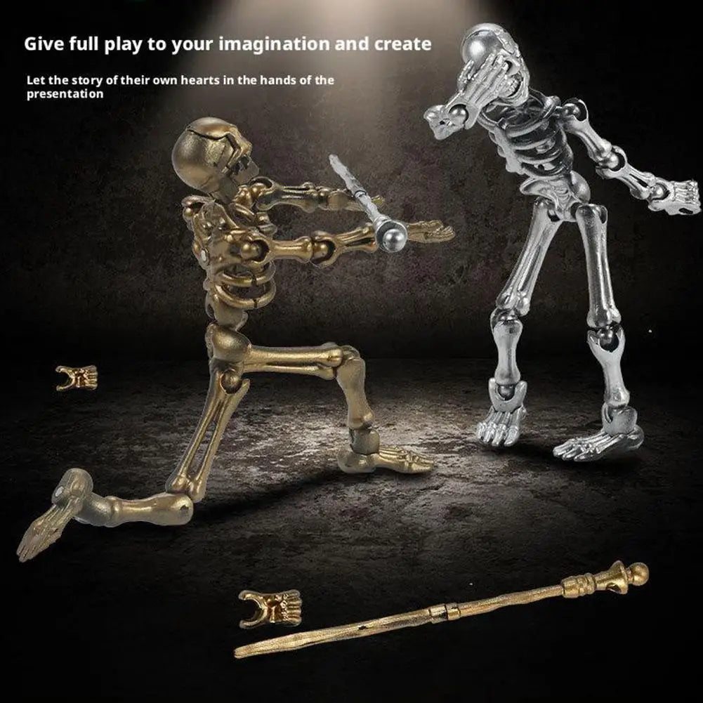 Halloween Magnetic Middle Ages Skeleton Posable Skeleton Human Shape Bones Halloween Haunted House Horror Props Skeleton Doll