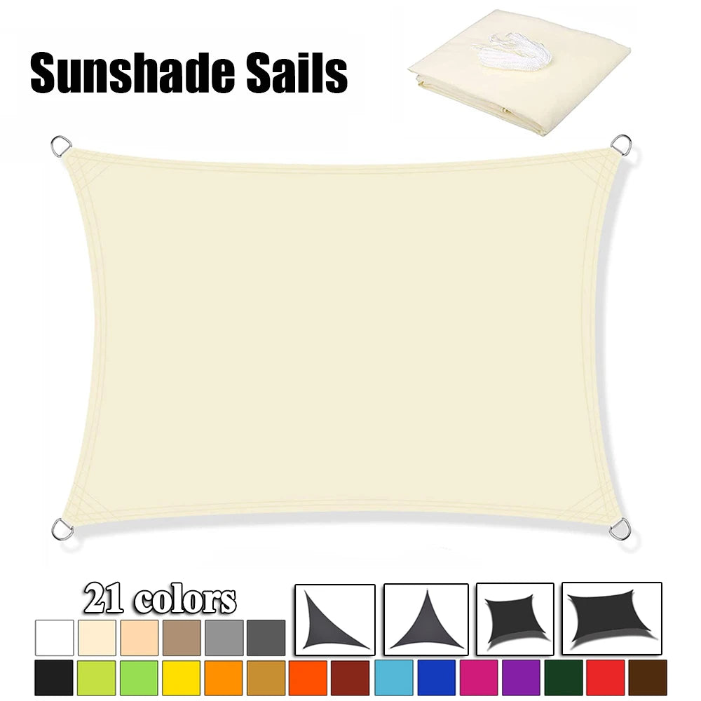 420D Waterproof Square Rectangular Shade sail, Outdoor Garden Swimming Pool Awning, Camping Hiking Sun shelter