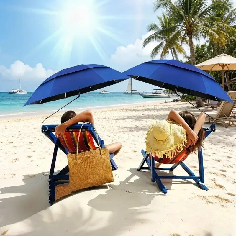 Beach Sunshade Umbrella, Double-Layer Ventilated Canopy for Beach Chair, Camping, Fishing & Outdoor Activities