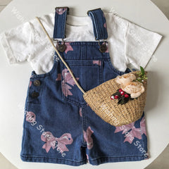 Boys Denim Overalls 2025 KS Girls Cute T-shirt Skirt Boy Simple Cool Tee Tops Shorts Baby Kids Beach Shorts Children Clothes Set