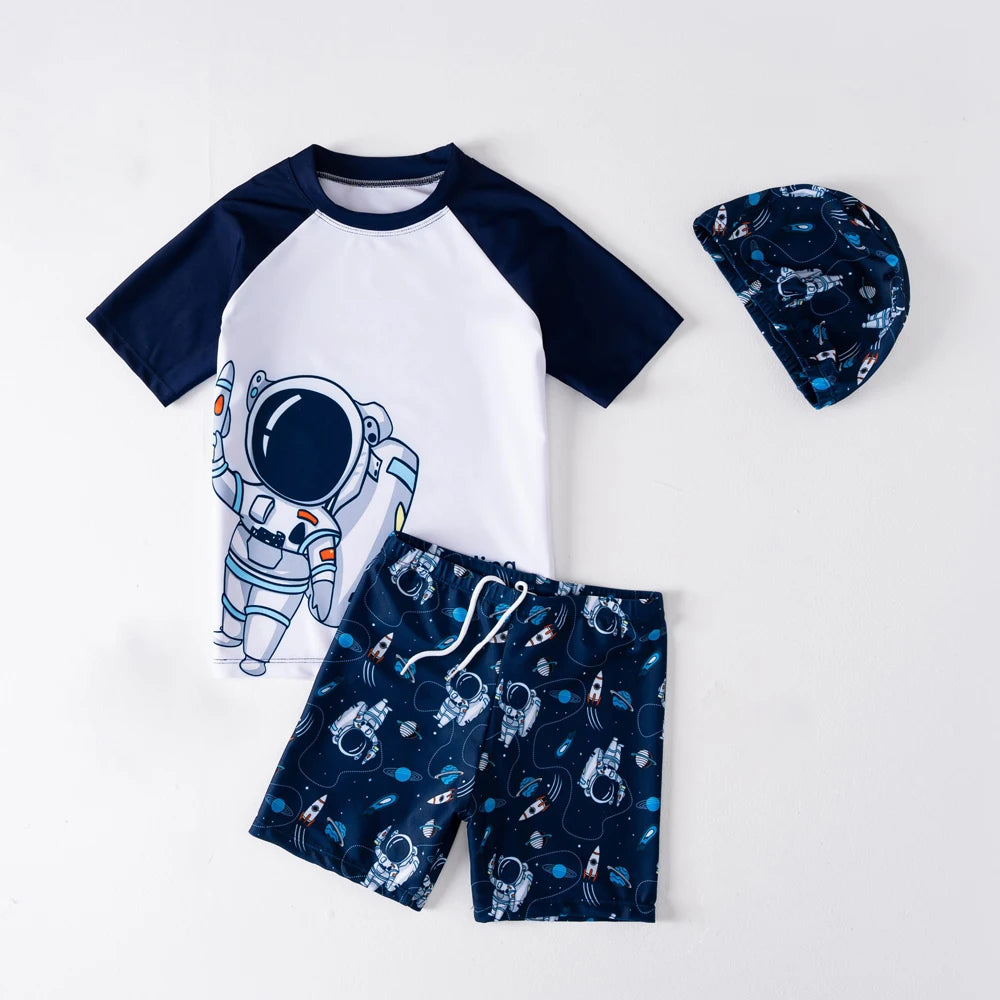 Kids Swimming Suits Children Swimsuit Boys Swimwear Set Cartoon Beachwear Surf Bathing Outfits for 4 5 6 7 8 9 10 11 12 13 Years