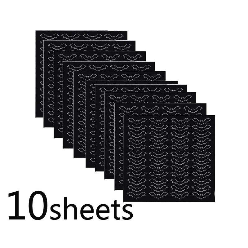 10 Sheets 480pcs Mini Halloween Bat Stickers Black Cute Kawaii Halloween Sticker DIY Cup Stationery Sticker Home Halloween Decor