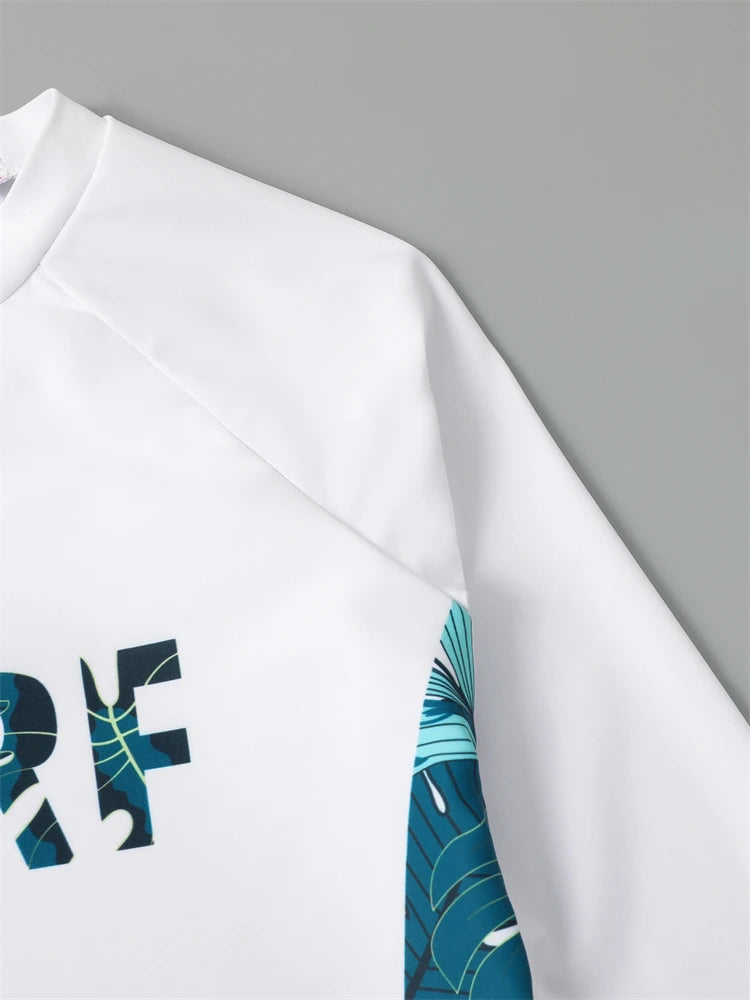 Boy Swimsuit 2026 New Geometry Print Long Sleeve Children Swimwear Summer Two Piece Kids Beach Wear Swimming Bathing Suit Men's