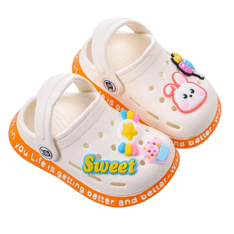 Kids Summer Sandals Hole Children's Shoes Slippers Soft Anti-Skid Cartoon DIY Design Hole Baby Shoes Sandy Beach For Boys Girls