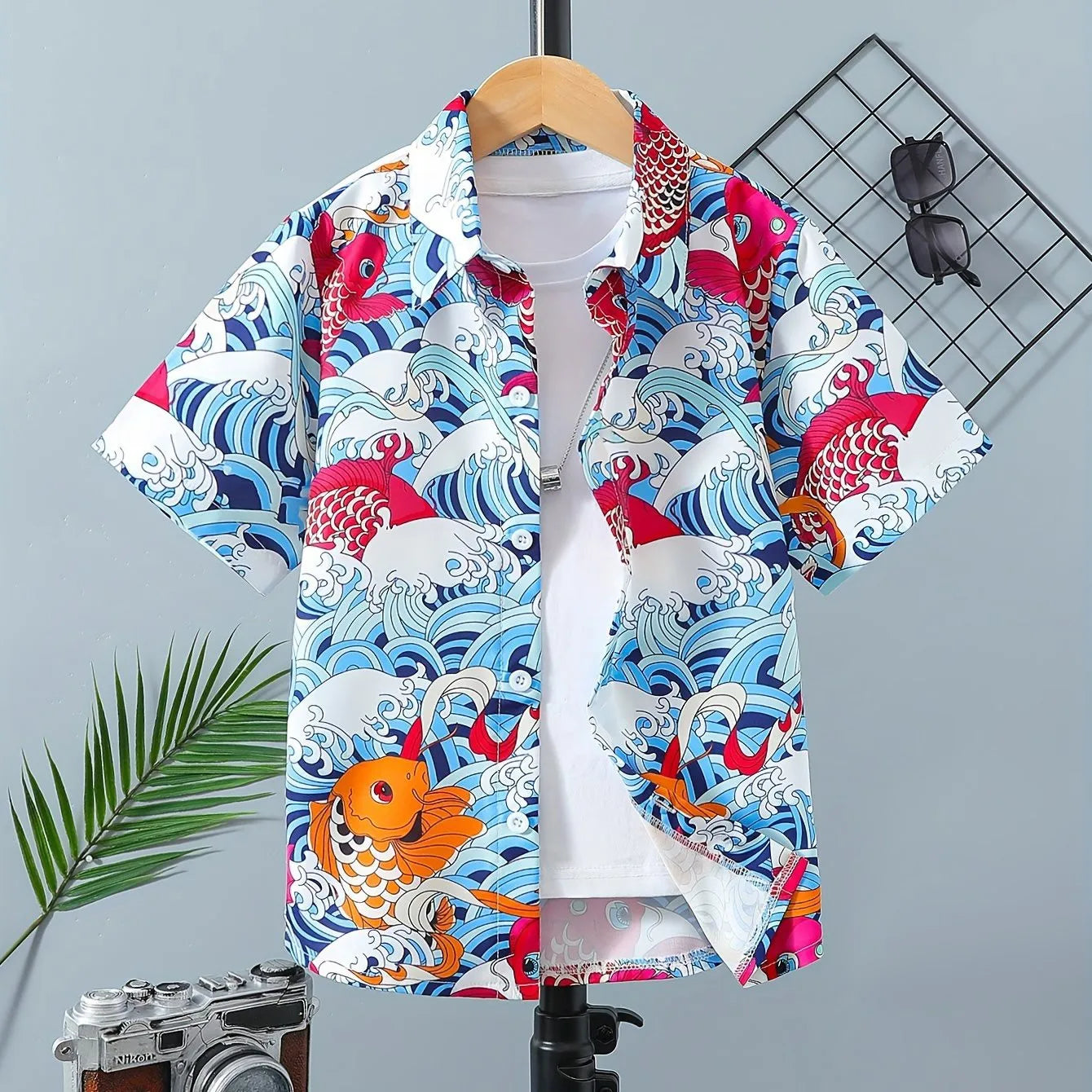 Boy's Hawaii Shirt Children's Clothing Casual T-Shirt for a Boy Short Sleeve Button Baby Summer Clothes Children's T-Shirt Girls
