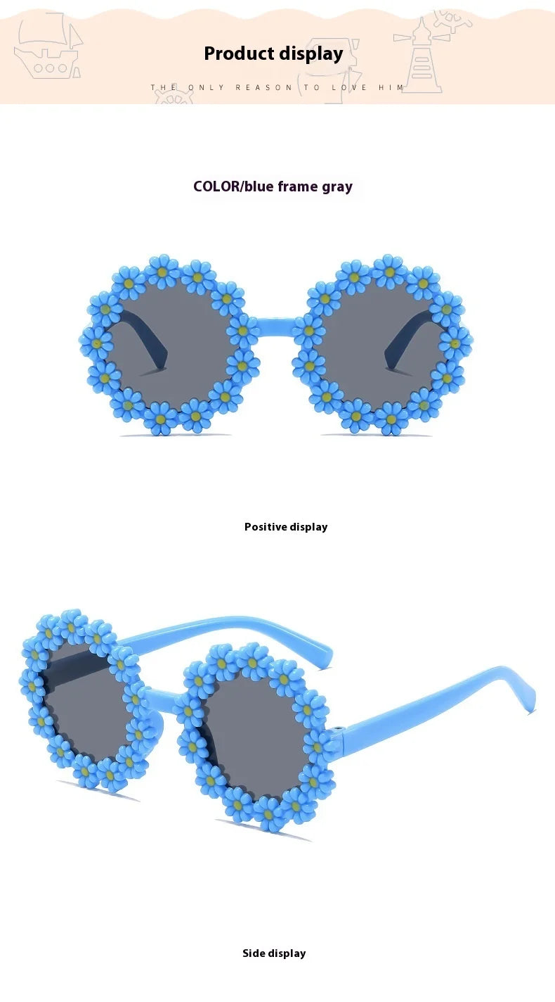 2024 New Sunglasses, Cartoon Children's Glasses For Boys And Girls, Cute Small Flowers, Little Daisy Baby Sunglasses