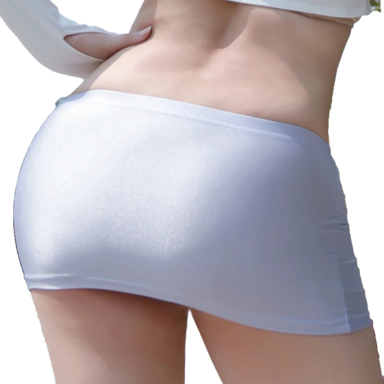 Womens Low Rise Miniskirt Solid Color Elastic Waistband Lingerie Bodycon Mini Skirt Sheer Ultra Pencil Skirt Beachwear Nightwear
