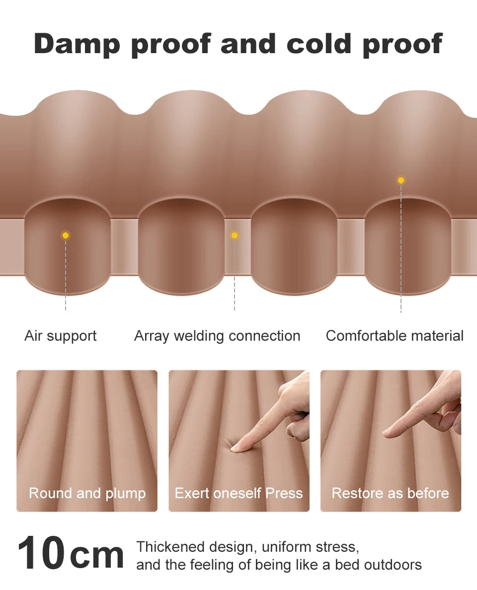 Ultralight Self-inflating Air Mattress Thicken Sleeping Pad Splicing Inflatable Bed Beach Picnic Mat Camping Tent Air Cushion