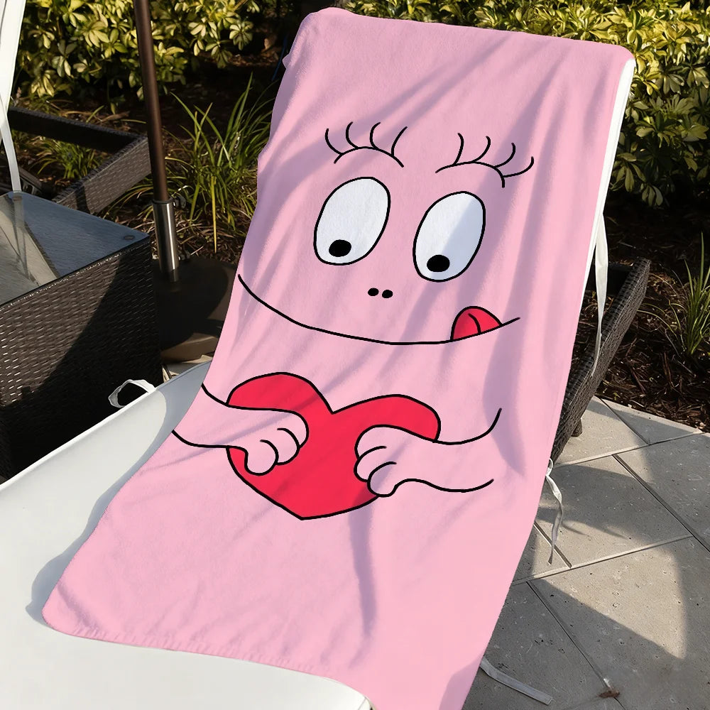 Cute B-Barbapapa Cartoon Towel Soft Pool Gift For Travel Gym Shower Camping Quick Dry Sports Large Beach Towel