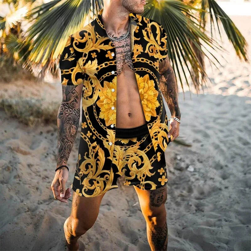 Hawaiian Shirt Sets 3D Printed Men's Casual Fashion Short Sleeves Shirts Oversized Beach Shorts Summer Streetwear Suits Clothing